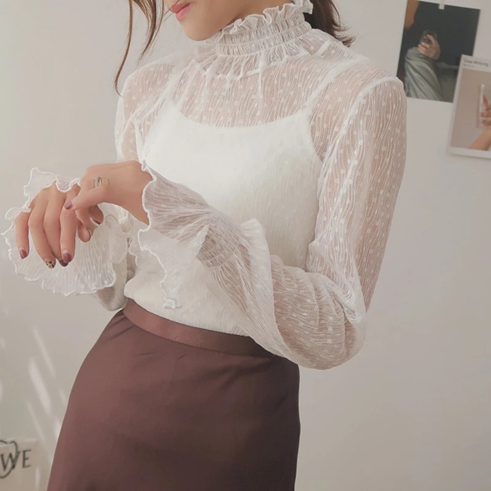 Korean loose lace blouse
